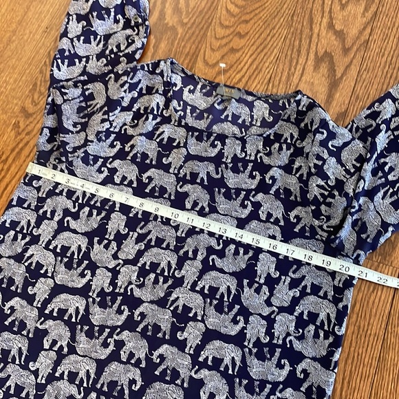 ALL OVER ELEPHANT PRINT Mix by 41 Hawthorn women’s blouse roll tab sleeve Med - Picture 8 of 10